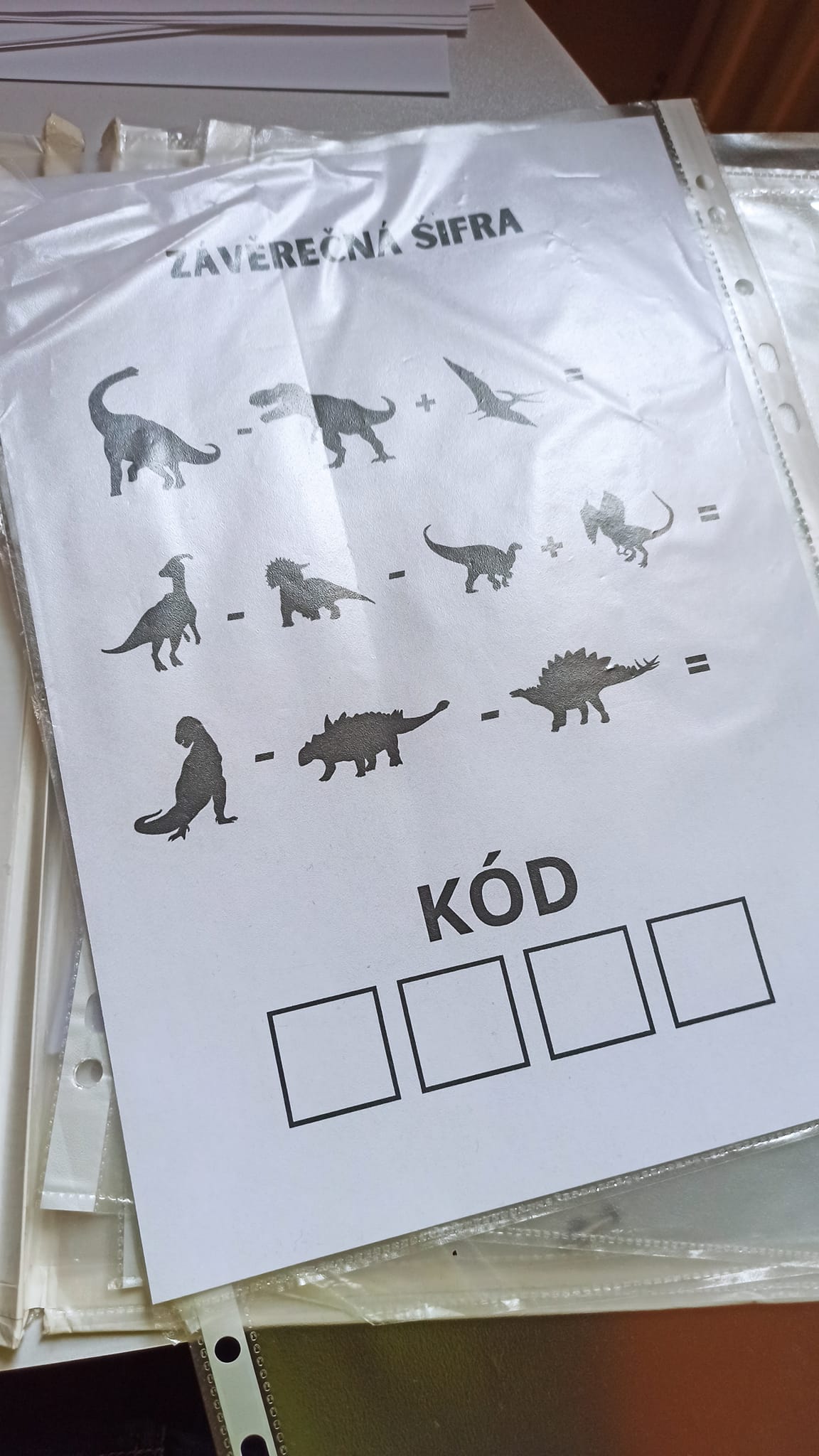 Závěrečná šifra u únikovky dinosauři